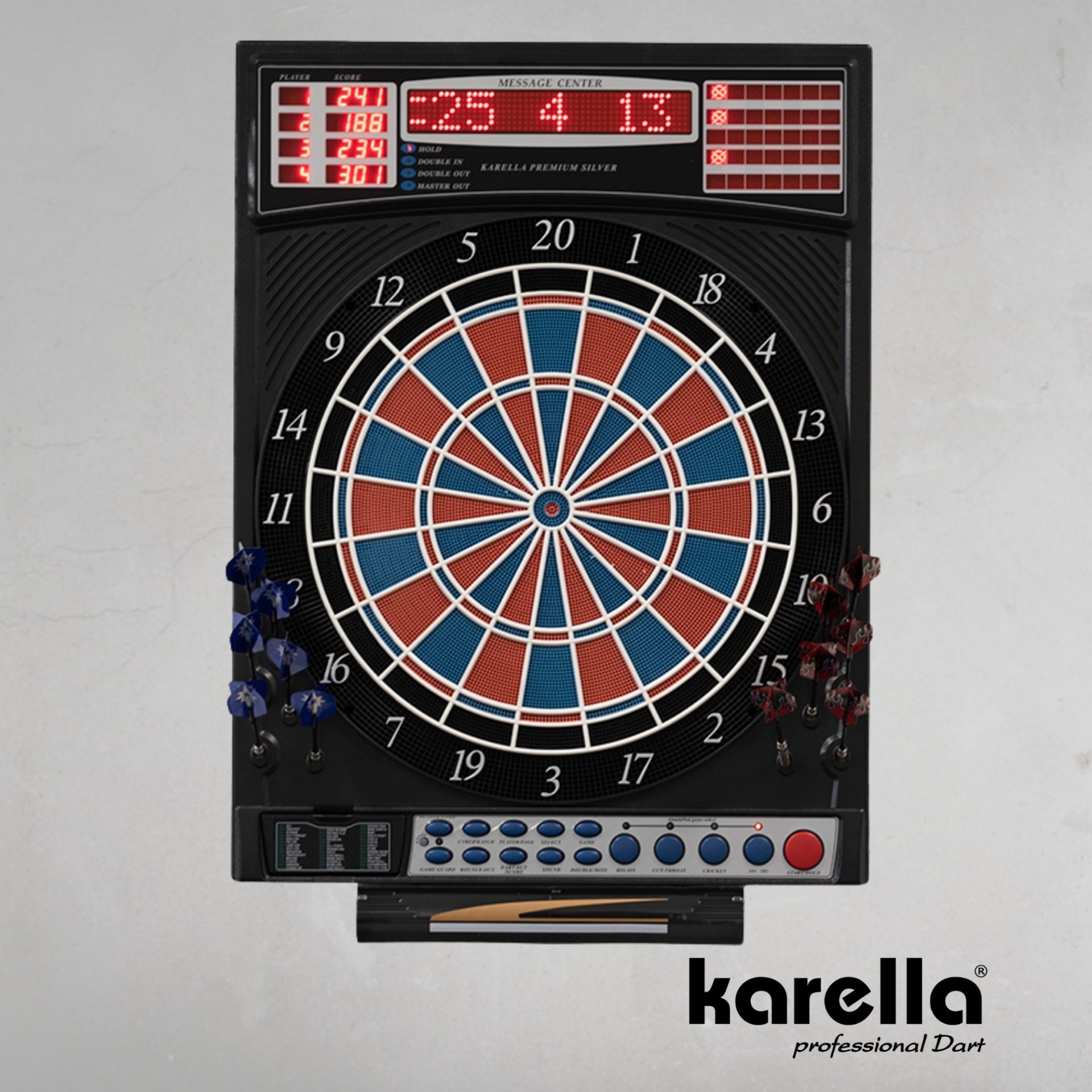 Karella Dartscheibe Schallschutz für Steeldartboards, (Set, mit Karella  Abwurflinie, Dübel und Schrauben), Der runde Außenbereich dient  gleichzeitig als praktischer Surround